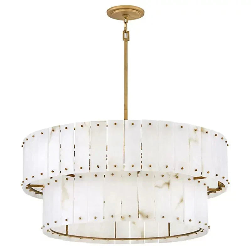 Simona Alabaster Drum 2-Tier Chandelier