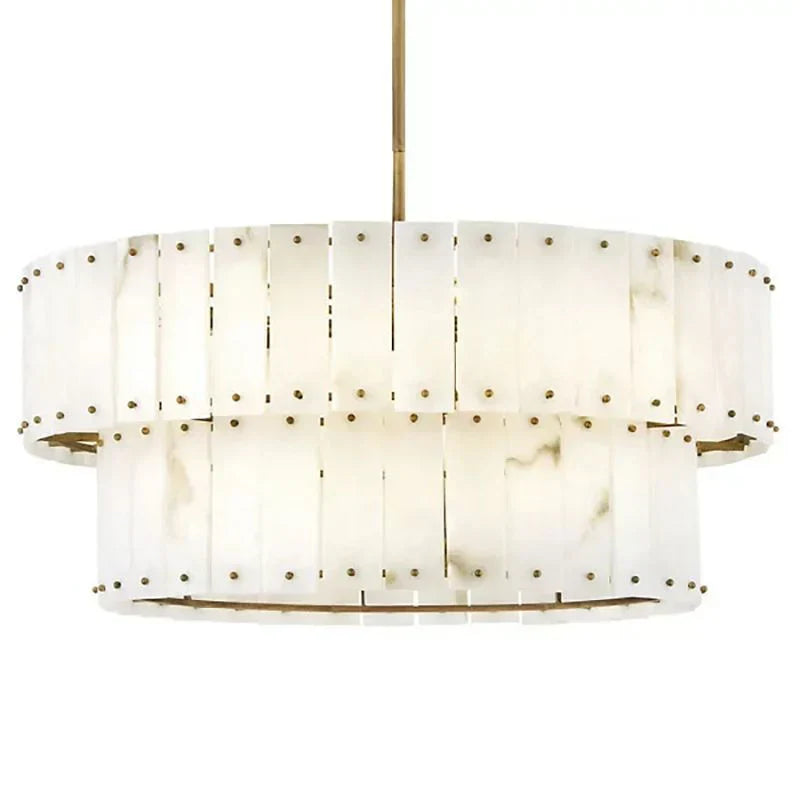 Simona Alabaster Drum 2-Tier Chandelier