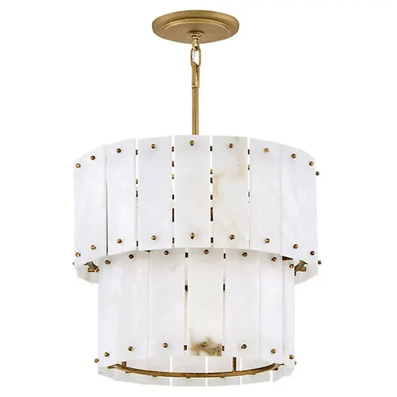 Simona Alabaster Round 2-Tier Chandelier 17.5"D 24"D