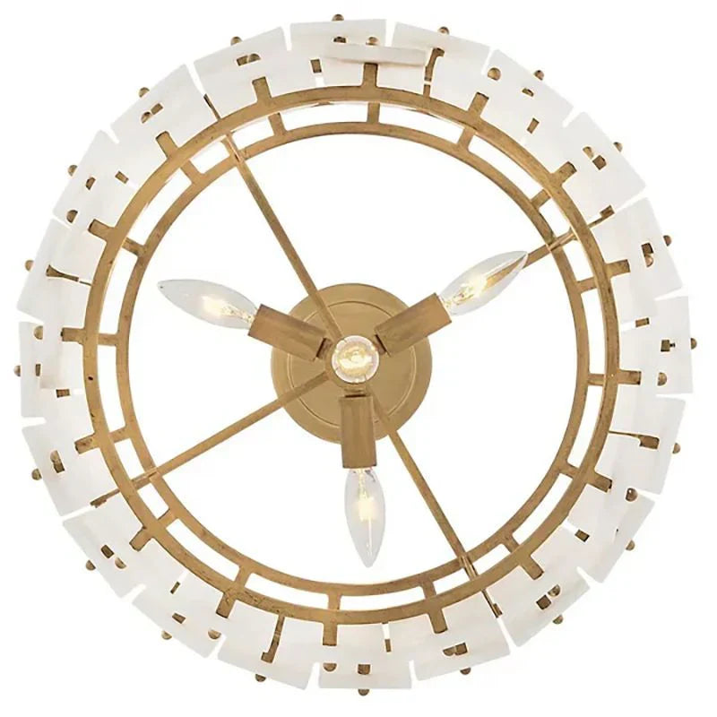 Simona Alabaster Round 2-Tier Chandelier 17.5"D 24"D