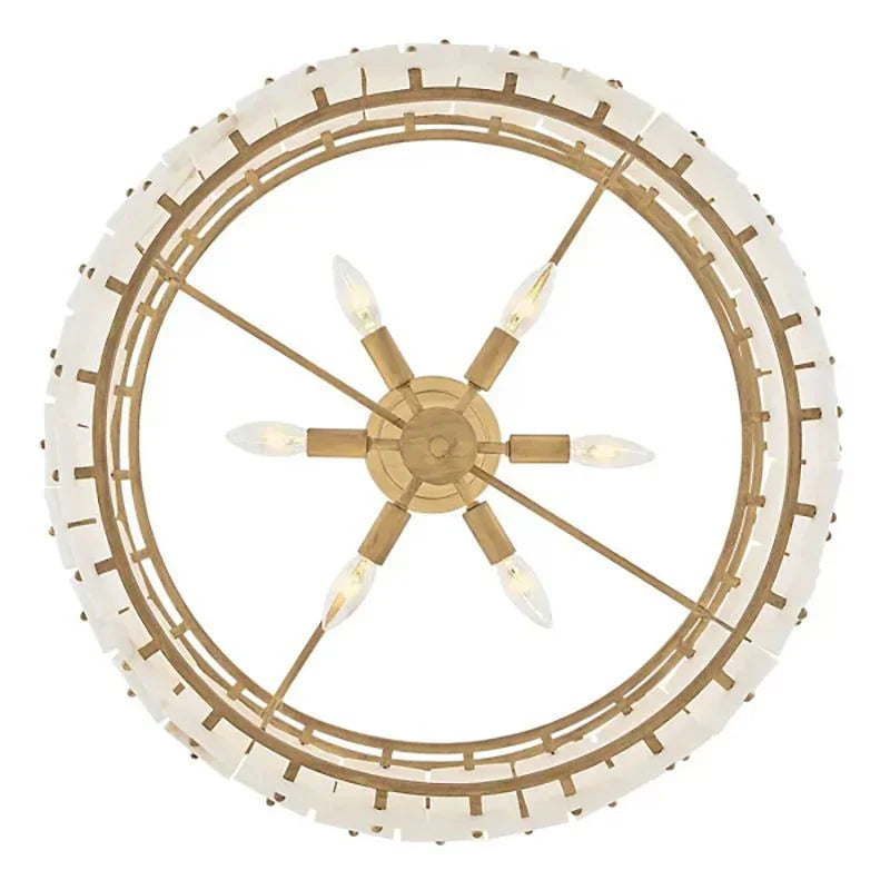 Simona Alabaster Round 2-Tier Chandelier 17.5"D 24"D
