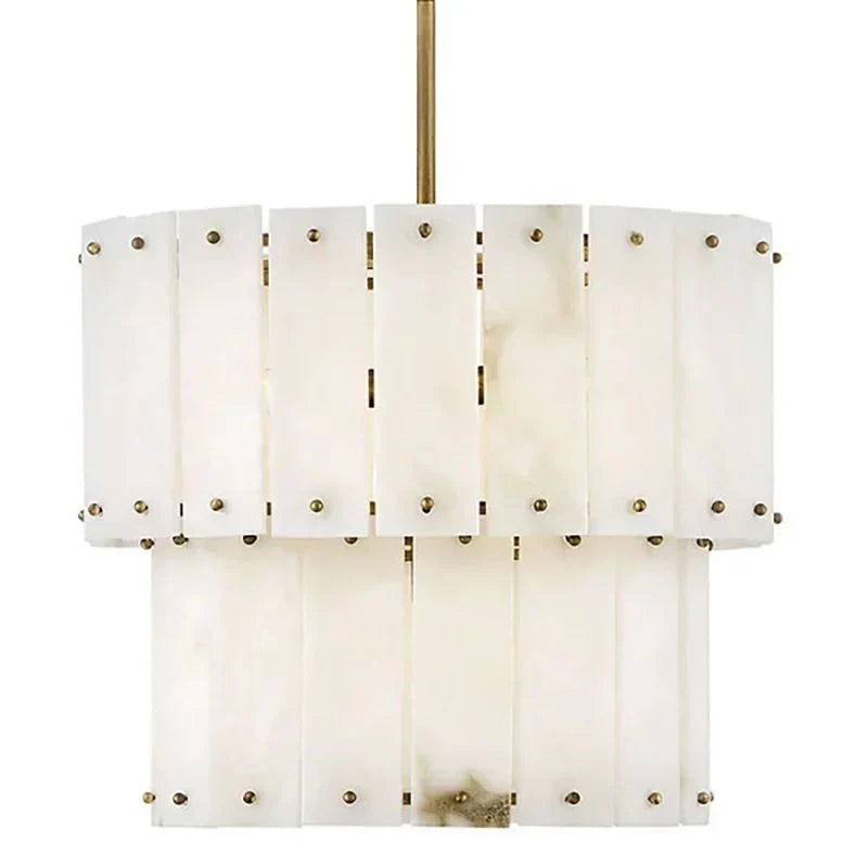 Simona Alabaster Round 2-Tier Chandelier 17.5"D 24"D