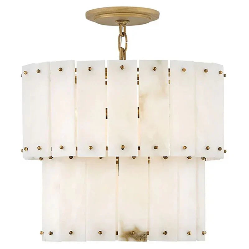Simona Alabaster Round 2-Tier Chandelier 17.5"D 24"D
