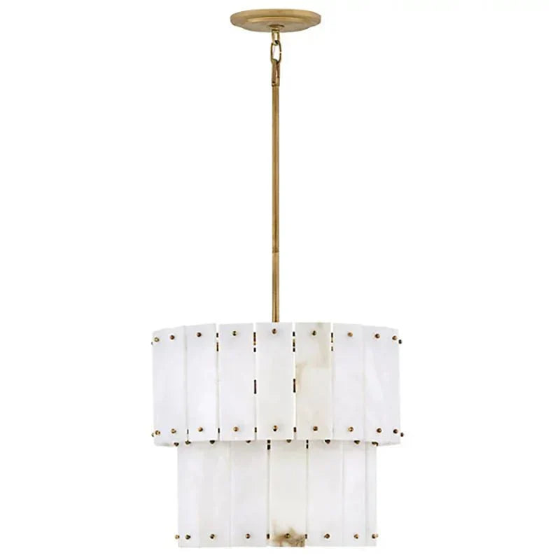 Simona Alabaster Round 2-Tier Chandelier 17.5"D 24"D