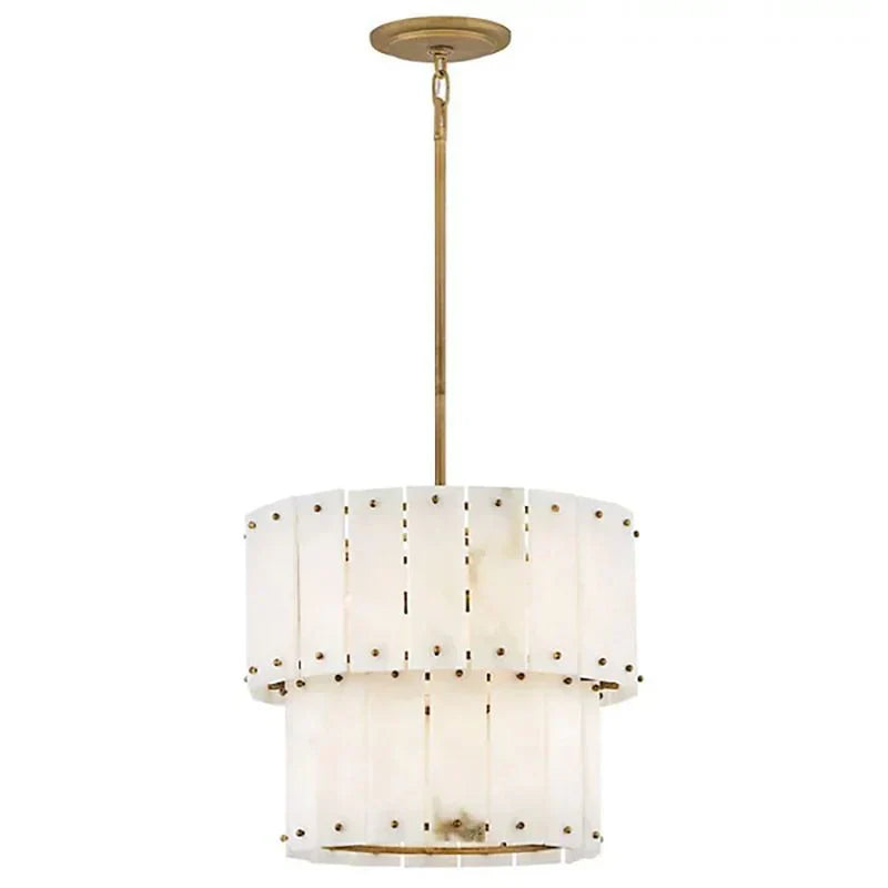 Simona Alabaster Round 2-Tier Chandelier 17.5"D 24"D