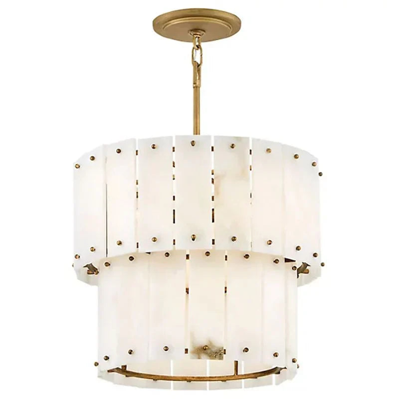 Simona Alabaster Round 2-Tier Chandelier 17.5"D 24"D