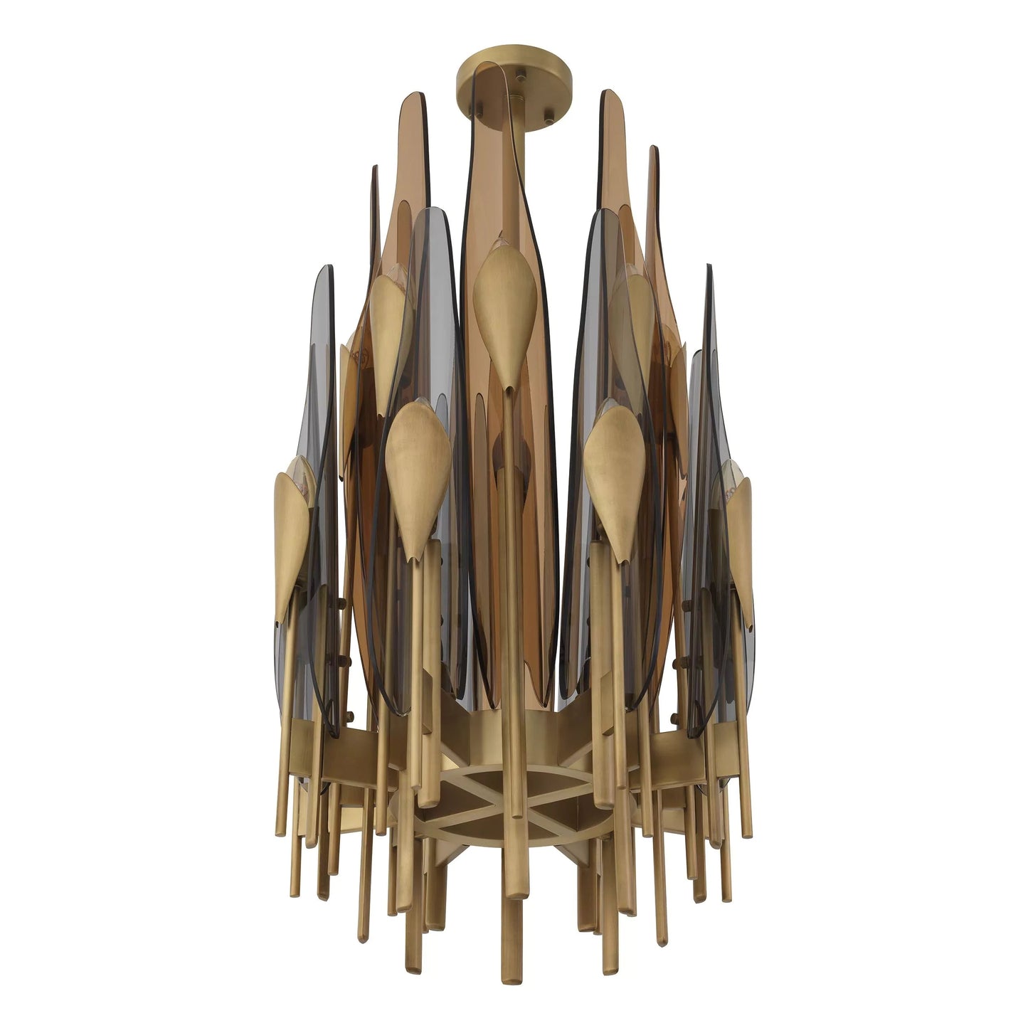 Sky Vertical Modern Brass Chandelier [Antique Brass/Bronze Highlight Finish)