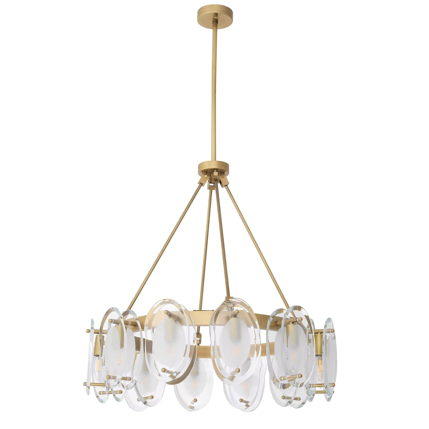 Sublime Modern Brass Chandelier [Antique Brass Finish/Bevelled Glass]