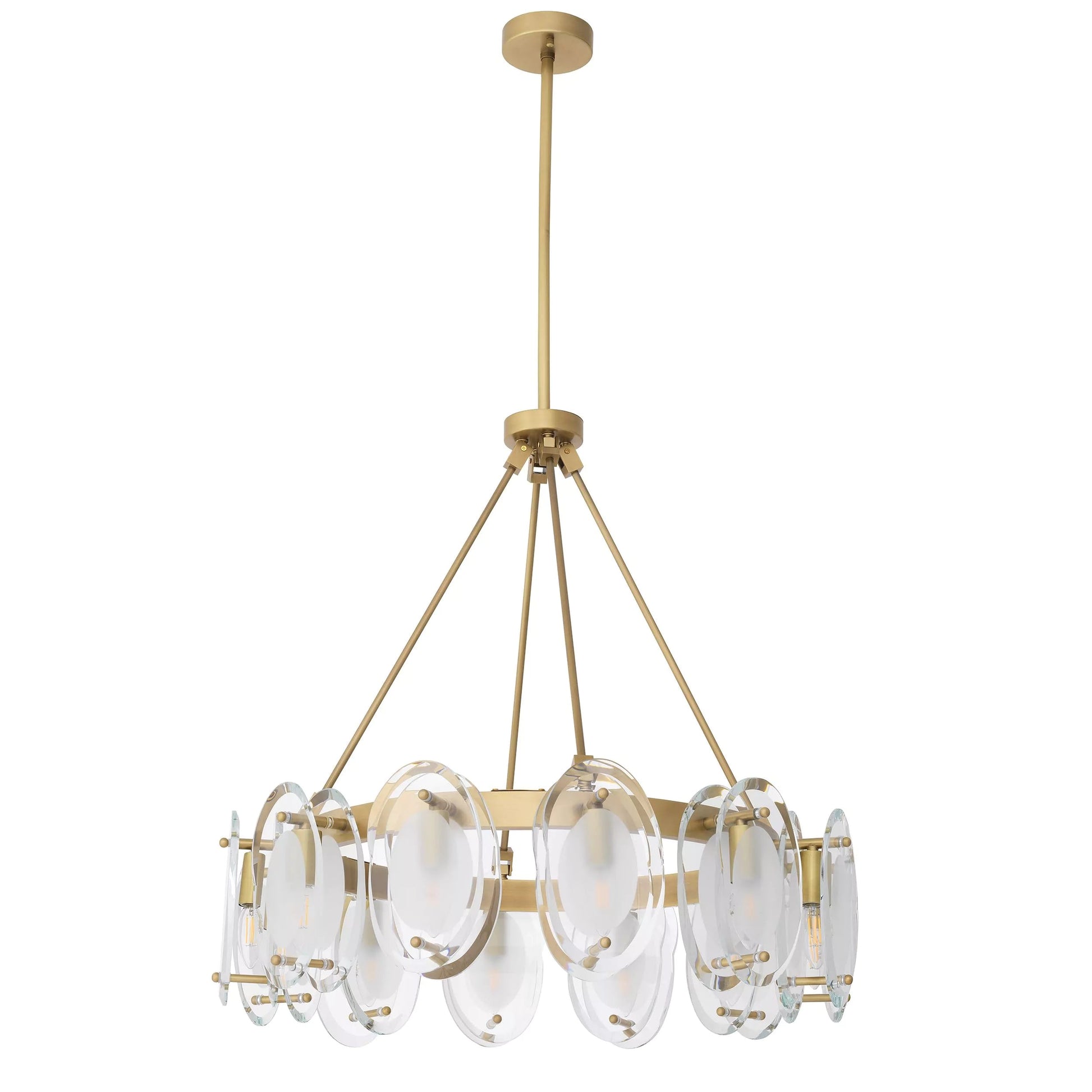 Sublime Modern Brass Chandelier [Antique Brass Finish/Bevelled Glass]