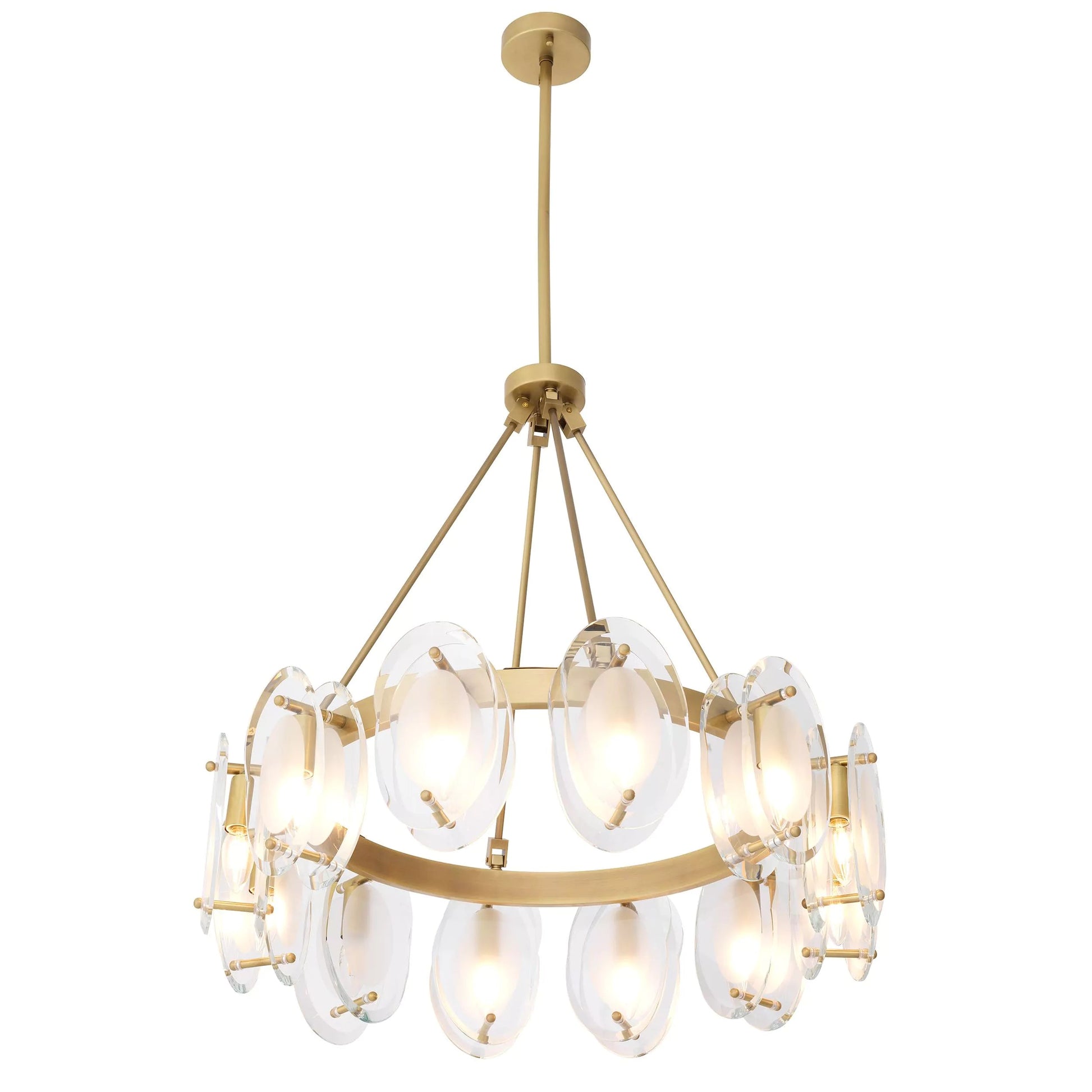 Sublime Modern Brass Chandelier [Antique Brass Finish/Bevelled Glass]
