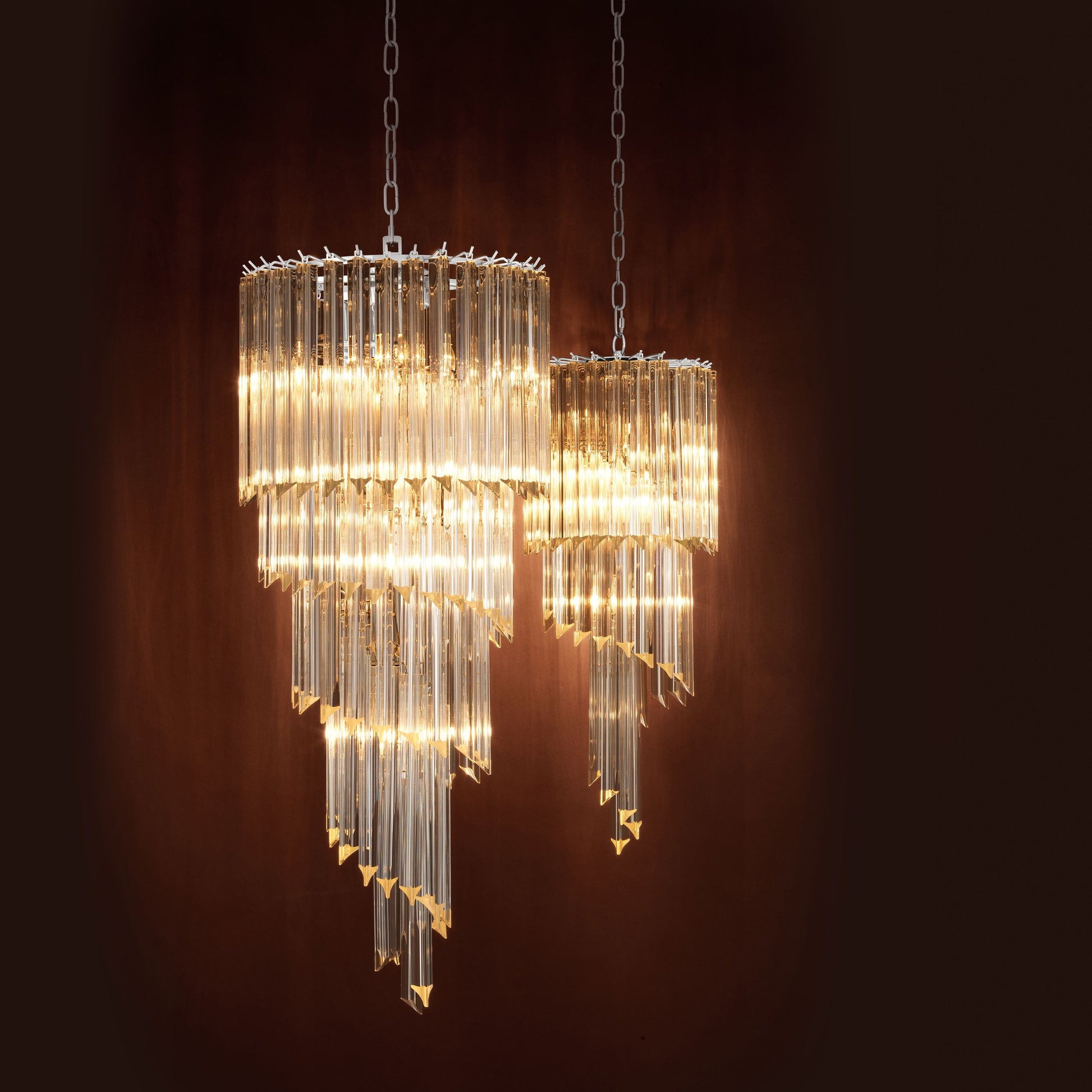Trapani Modern Glass Chandelier - [Nickel] 