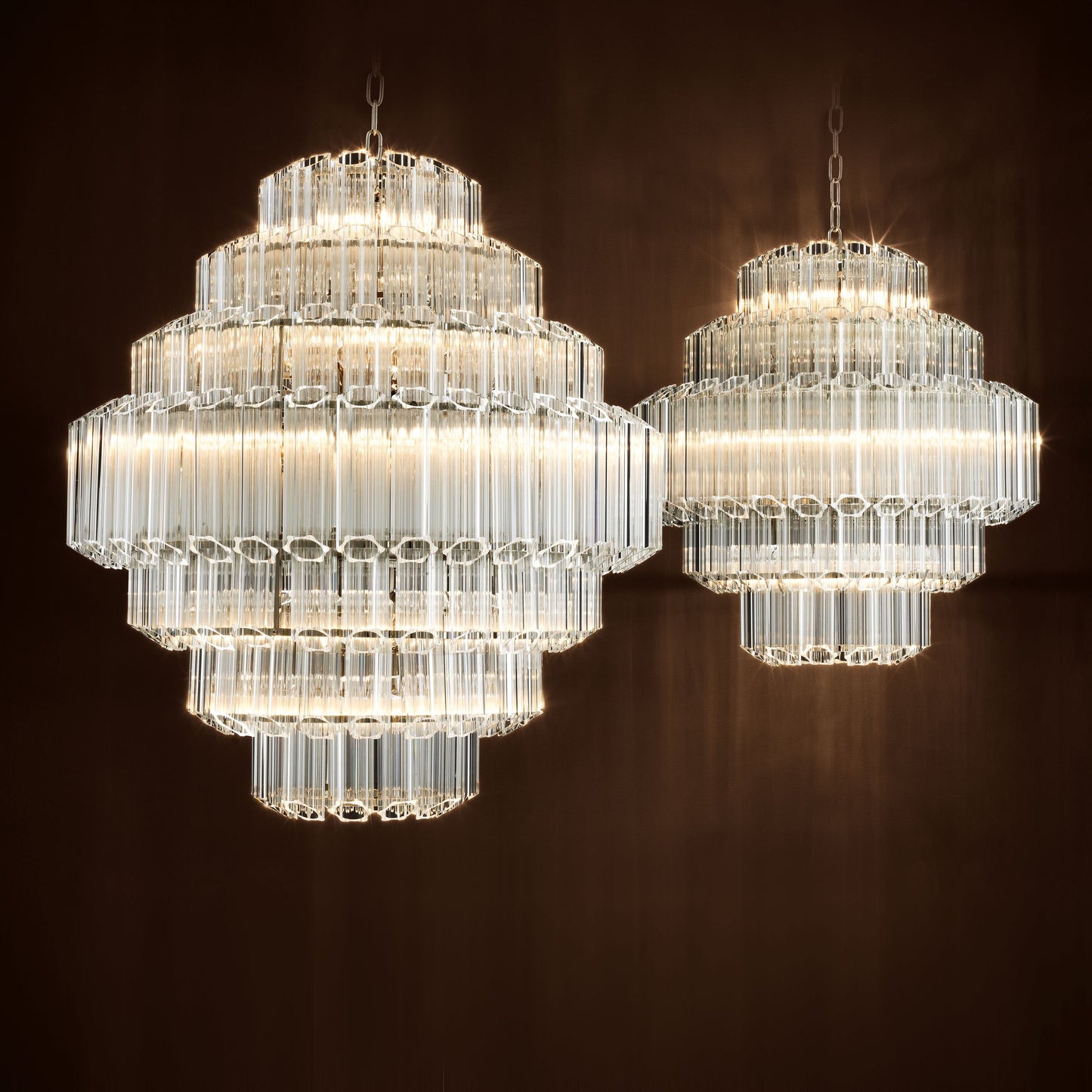 Vittoria L Modern Glass Chandelier - [Nickel] 