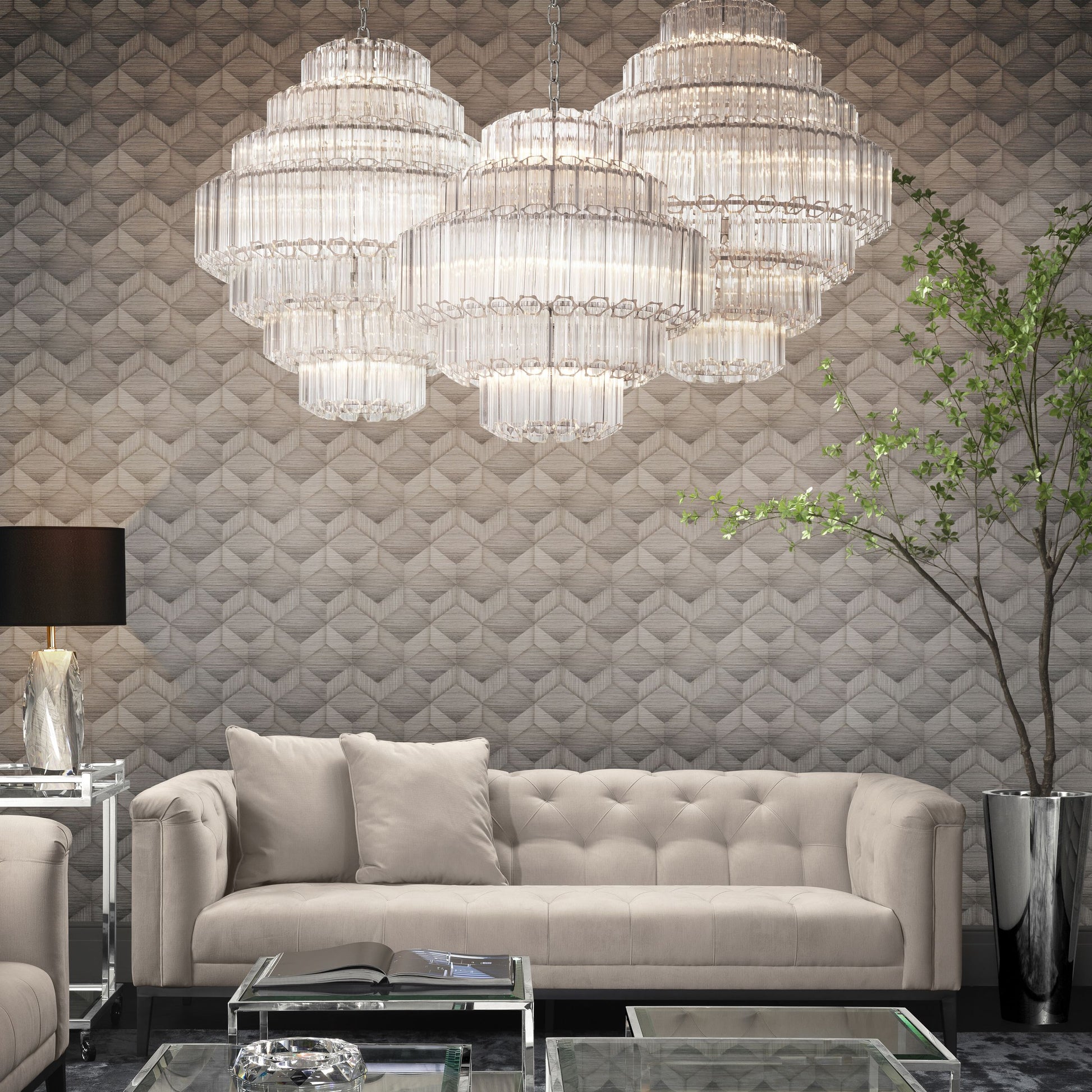 Vittoria S Modern Glass Chandelier - [Nickel] -