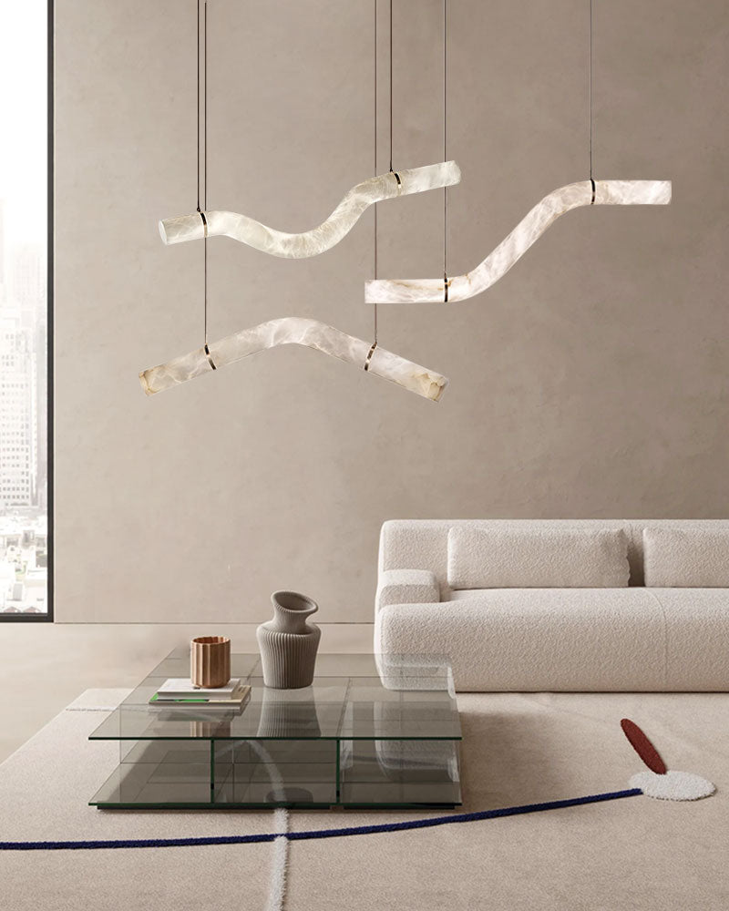 Minimalist Long Cord Ceiling Pendant Alabaster Lighting | 120/150cm Length