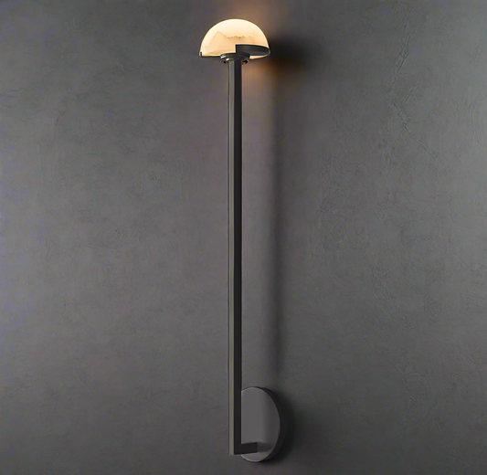 Black Linear Brass And Alabaster Wall Sconces