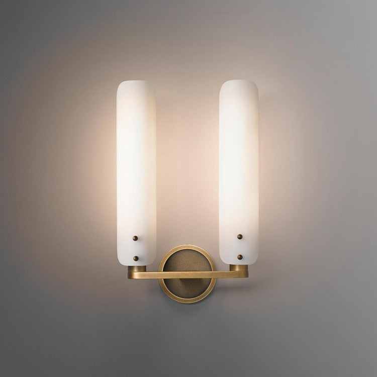 Ale White Shade 2-Head Wall Sconce 16"H