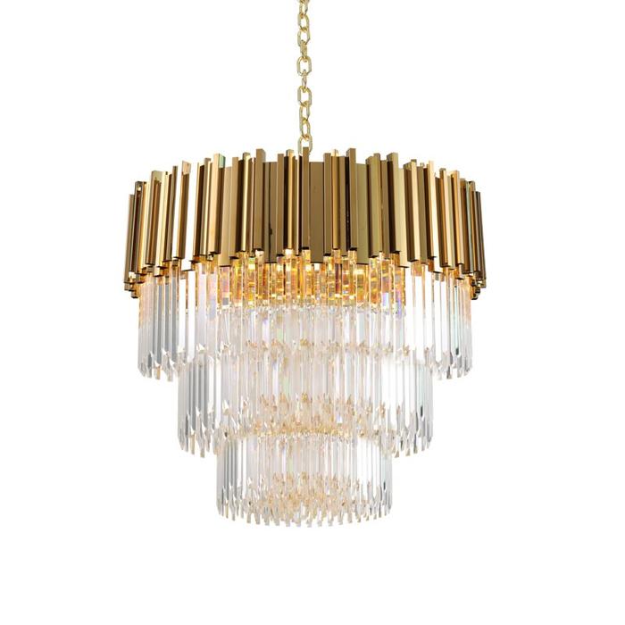 Enoch Three Tier Gold Plated Crystal Chandelier