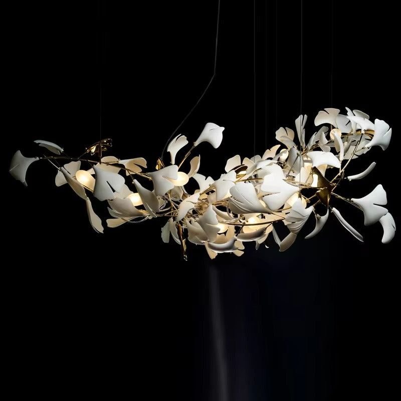 Simple Decoration Villa Hotel Living Room Ginkgo Brass Pendant Light Restaurant Lobby Bar Room Ginkgo Leaf Chandelier