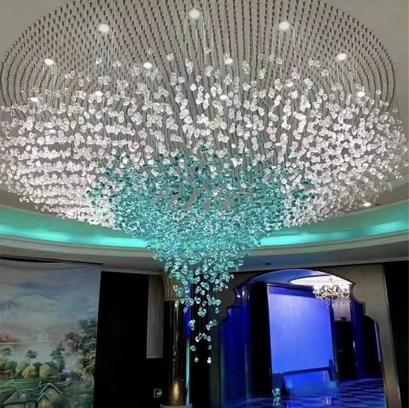Customized Hotel Project Lobby Restaurant Turquoise Blue Glass Chandelier
