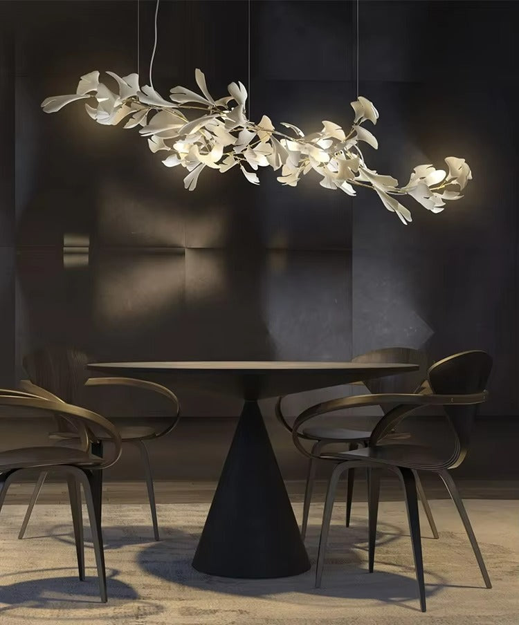 Simple Decoration Villa Hotel Living Room Ginkgo Brass Pendant Light Restaurant Lobby Bar Room Ginkgo Leaf Chandelier