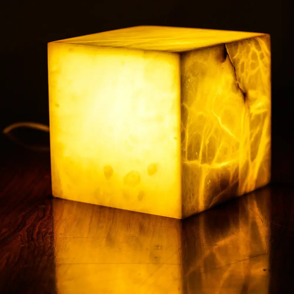 Cube Alabaster Table Lamp