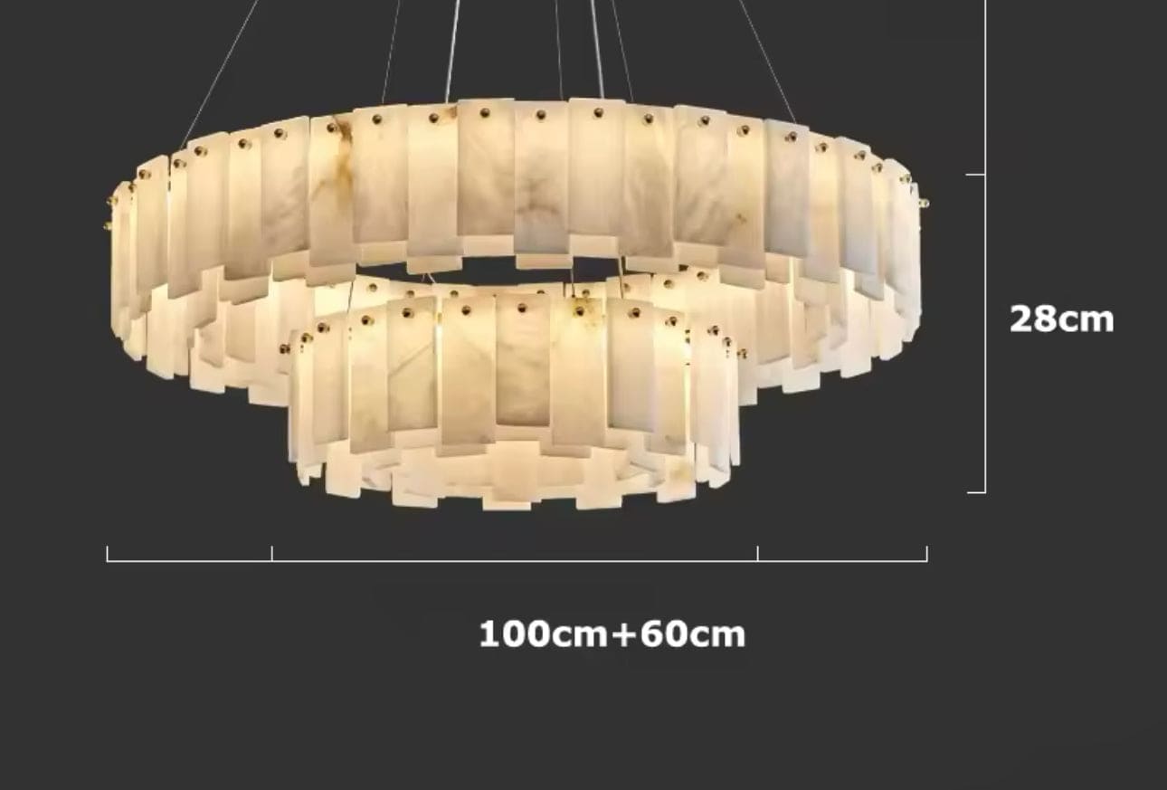Double Round Alabaster Chandelier