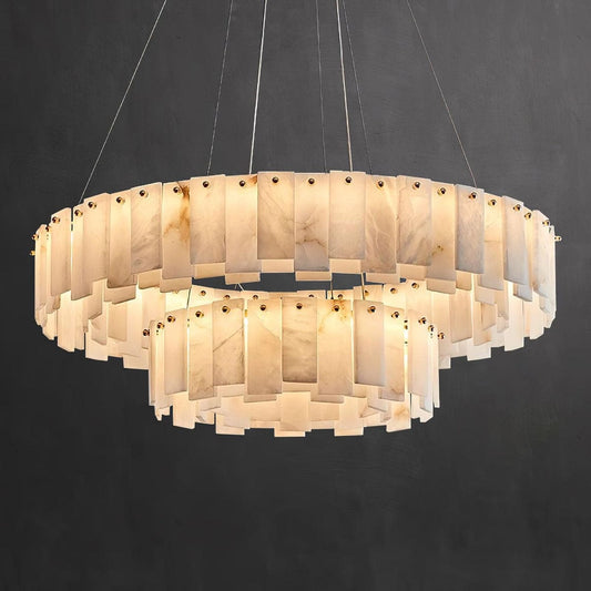 Double Round Alabaster Chandelier