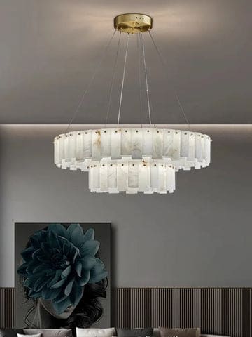 Double Round Alabaster Chandelier