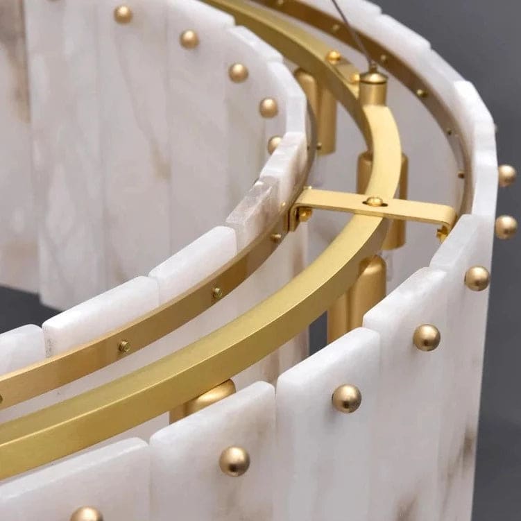 Double Round Alabaster Chandelier