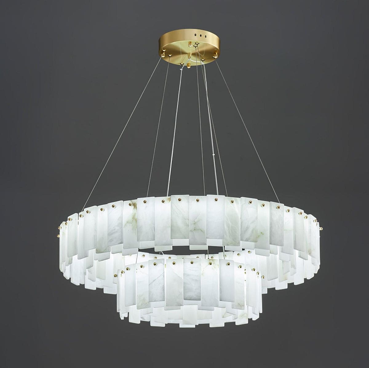 Double Round Alabaster Chandelier