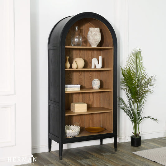 Hattie Open Bookcase in Oak 36"W 46"W