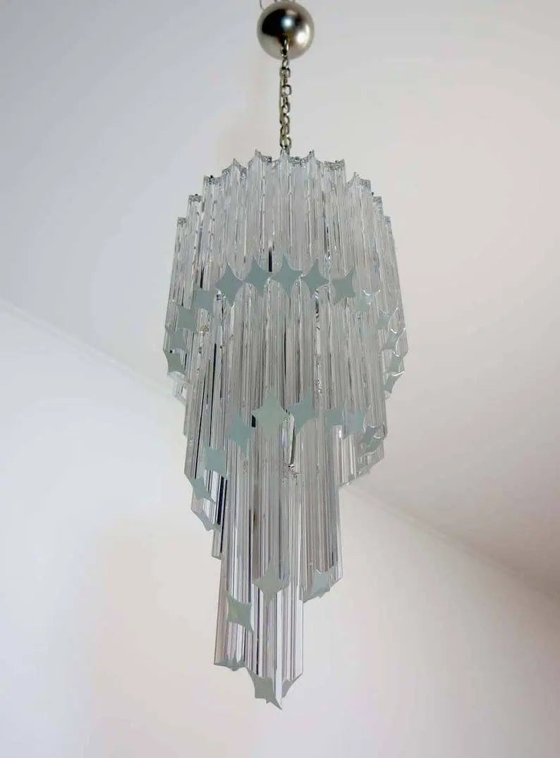 Murano Chandelier – Spiral – 54 prisms – Transparent