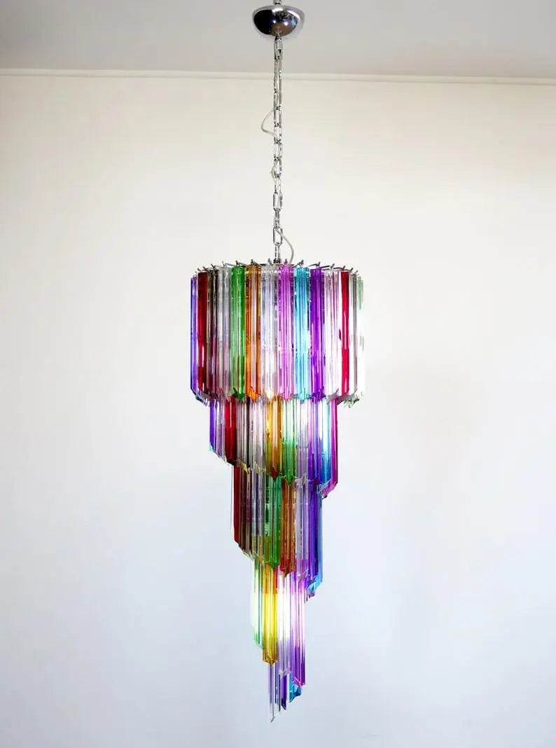 Murano chandelier – Spiral – 86 prisms – Multi