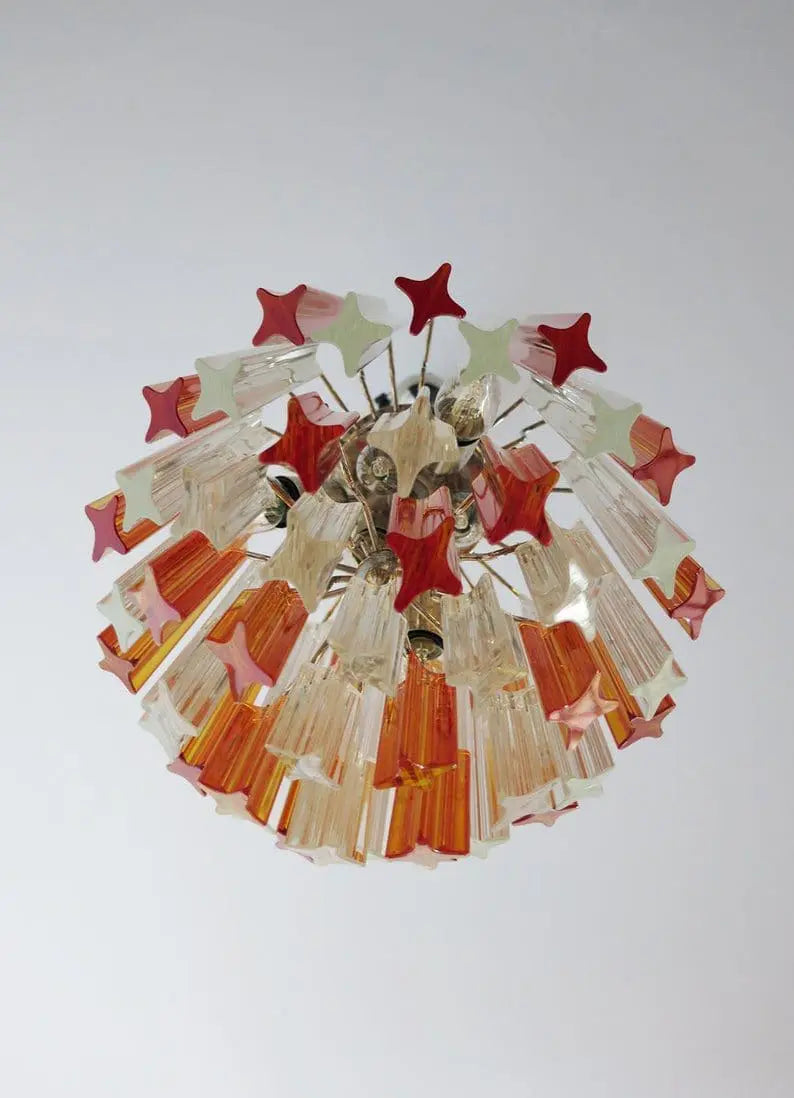 Murano Chandelier – 47 prisms – Amber/Transparent