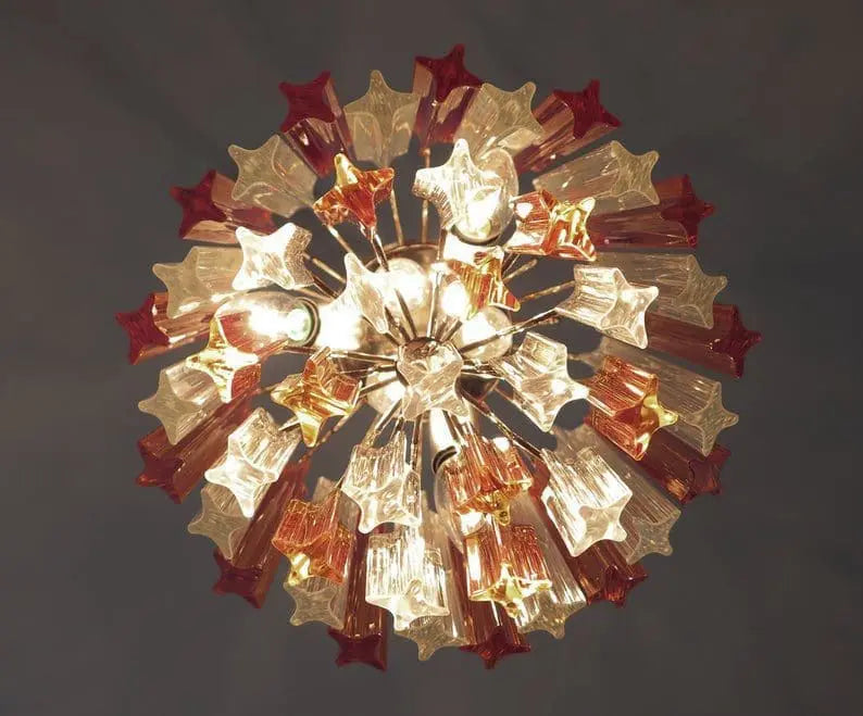 Murano Chandelier – 47 prisms – Amber/Transparent