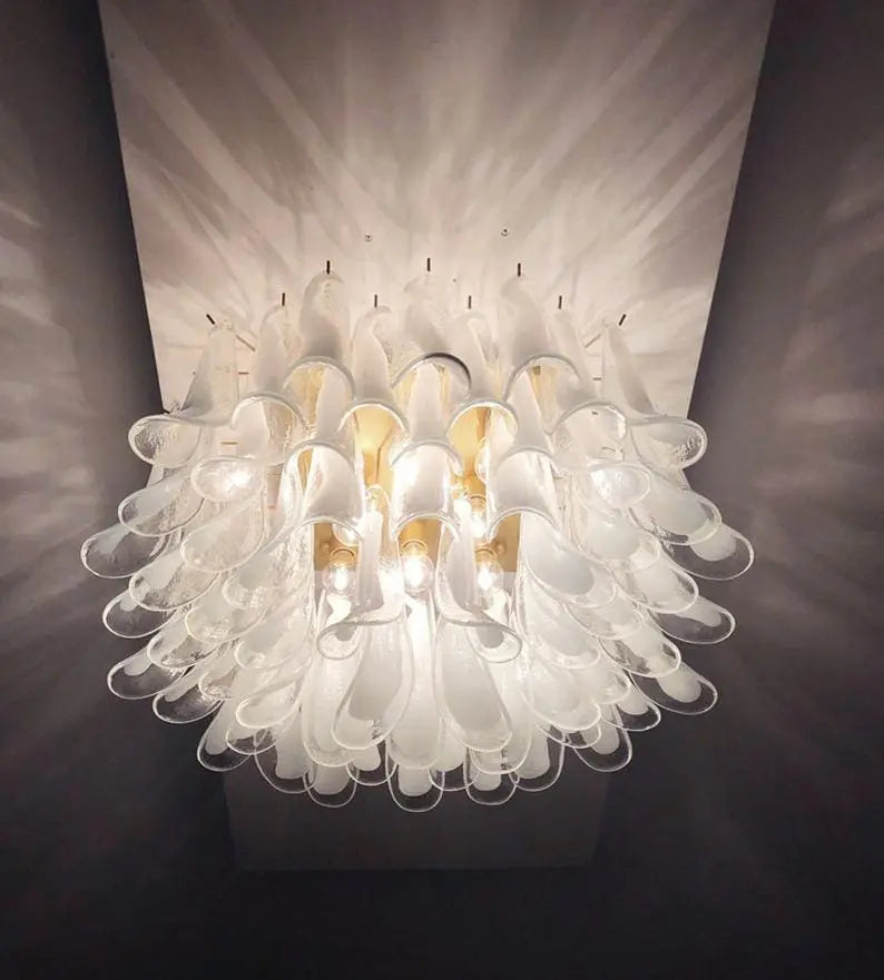 Murano Ceiling lamp – 64 petals – Transparent/White