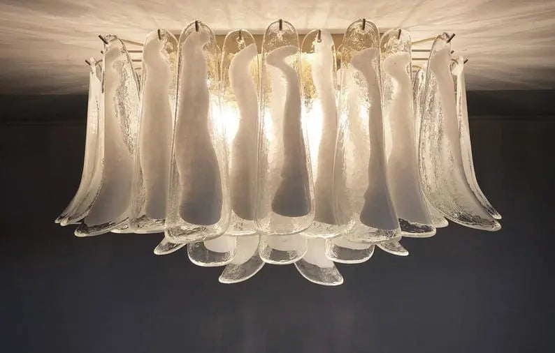 Murano Ceiling lamp – 64 petals – Transparent/White