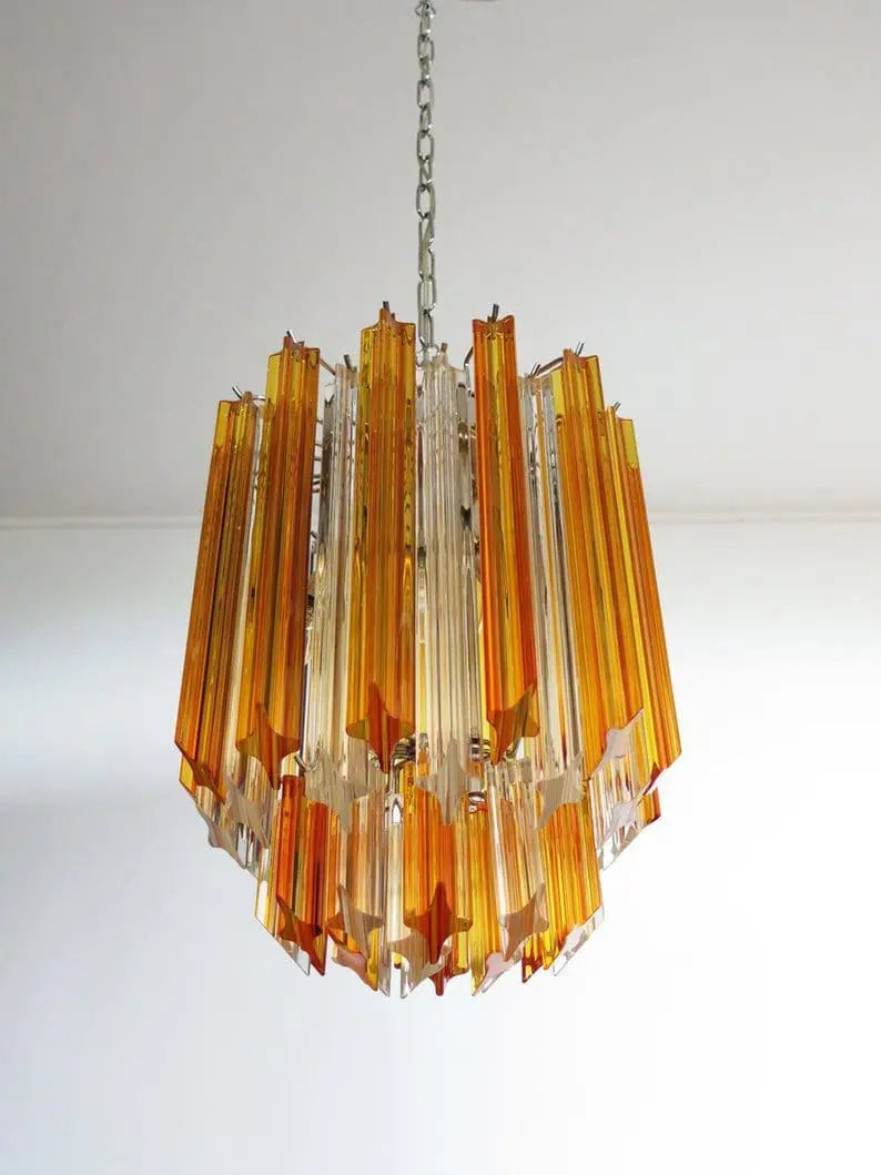 Murano Chandelier – 47 prisms – Amber/Transparent