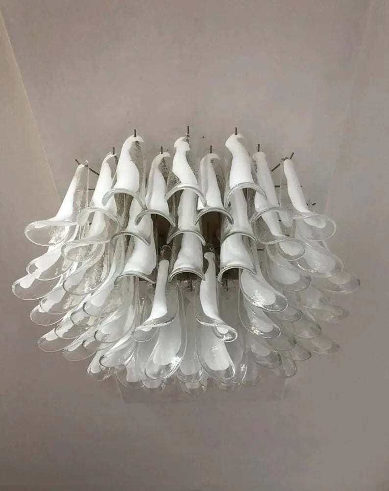 Murano Ceiling lamp – 64 petals – Transparent/White