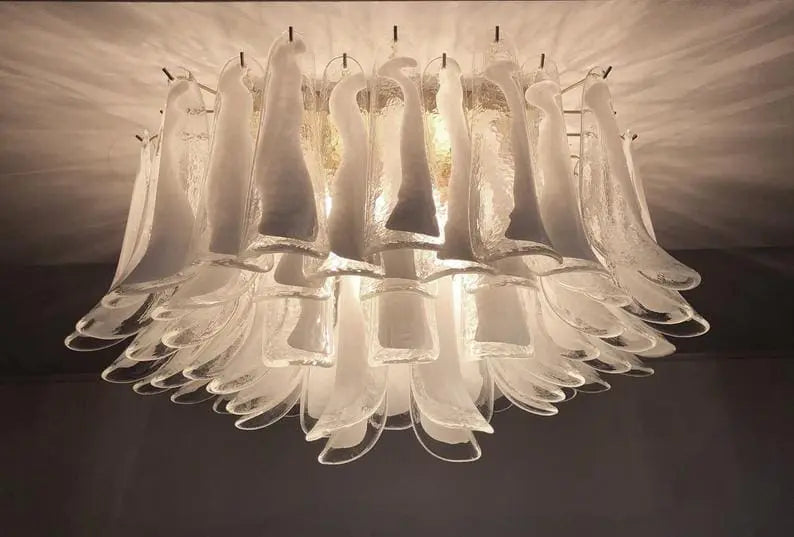 Murano Ceiling lamp – 64 petals – Transparent/White
