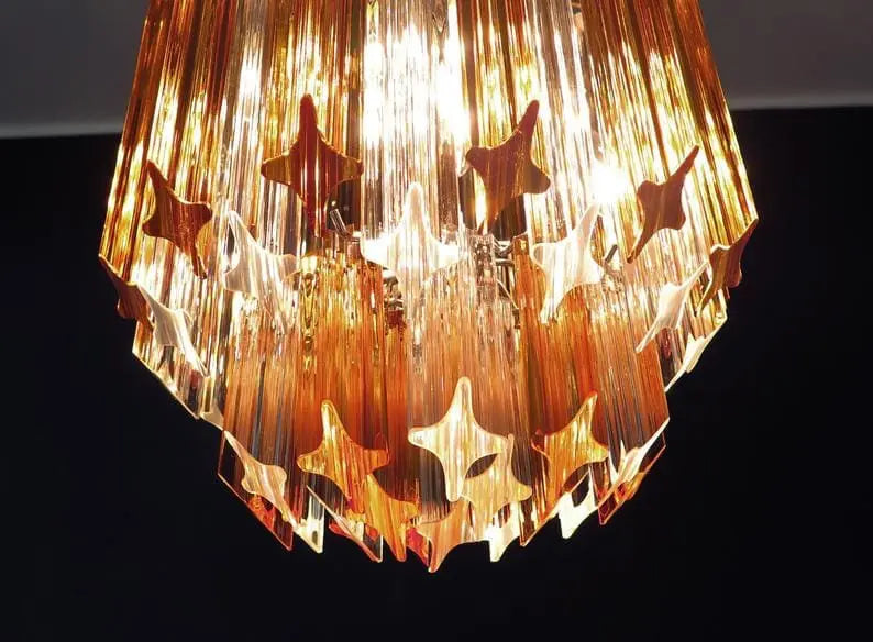 Murano Chandelier – 47 prisms – Amber/Transparent