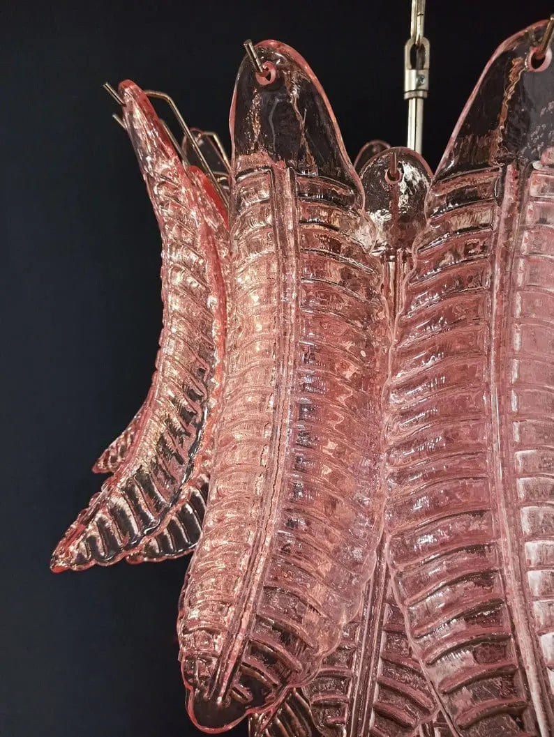 Murano Chandelier – 36 glass leaves – Pink