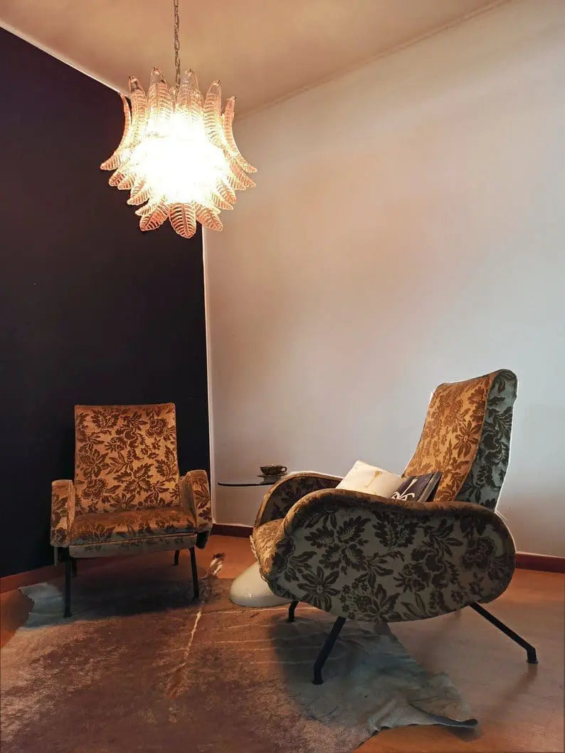 Murano Chandelier – 36 glass leaves – Pink