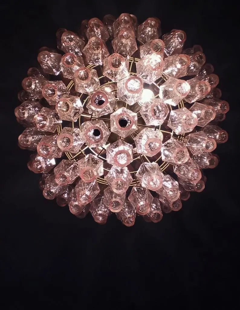 Murano Chandelier – Poliedri -140 glass – Pink