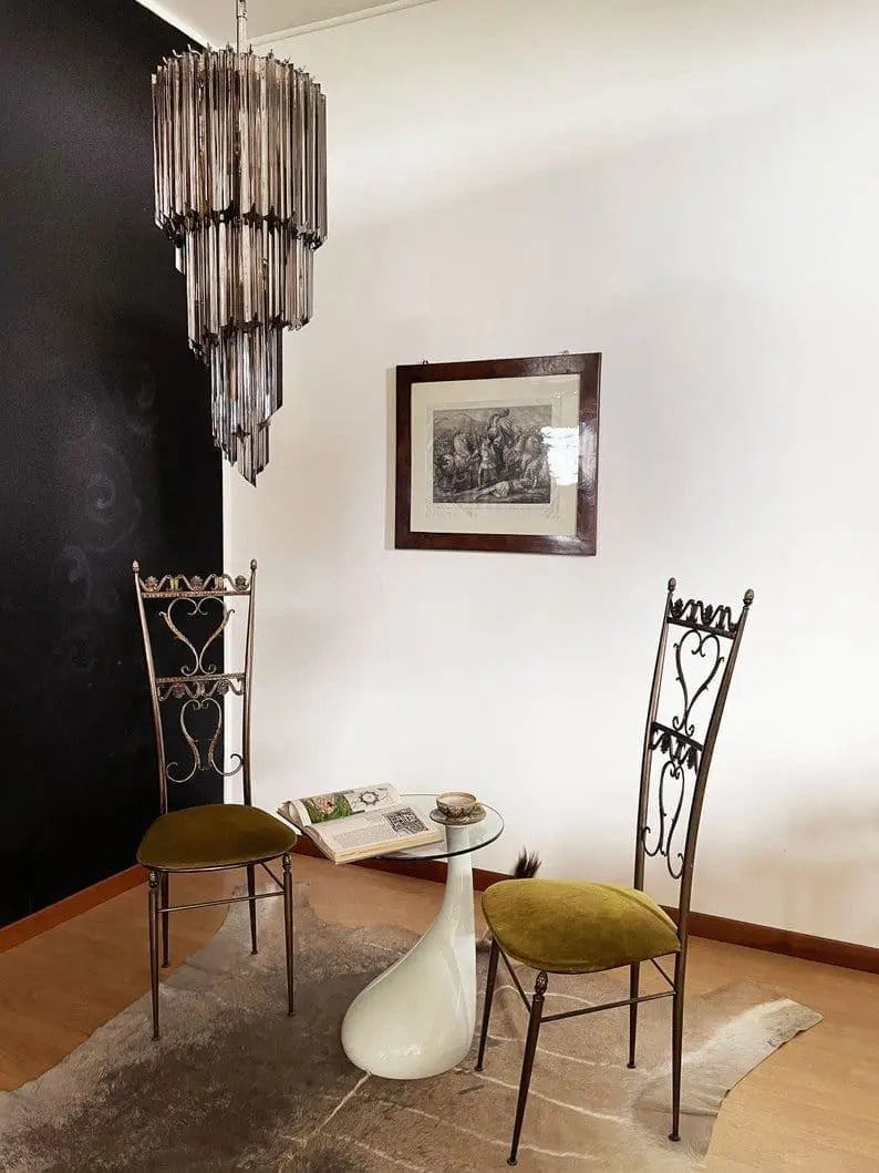 Murano Chandelier – Spiral – 54 prisms – Smoked