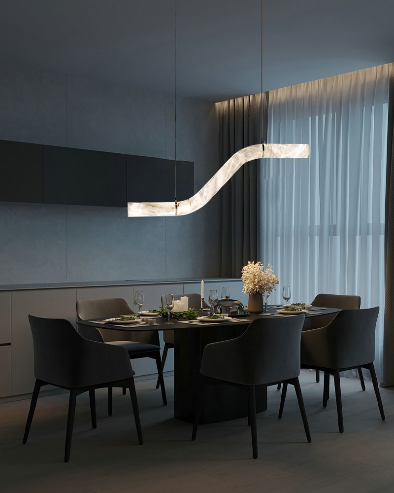 Minimalist Long Cord Ceiling Pendant Alabaster Lighting | 120/150cm Length