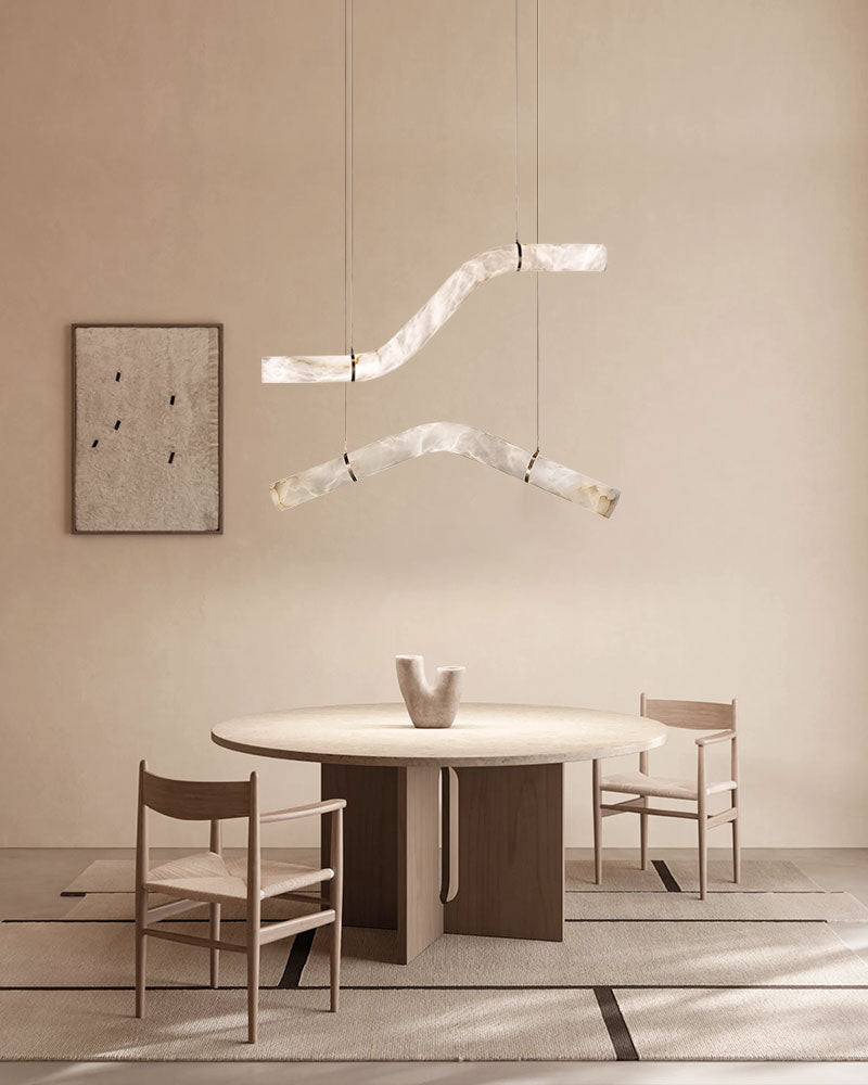 Minimalist Long Cord Ceiling Pendant Alabaster Lighting | 120/150cm Length