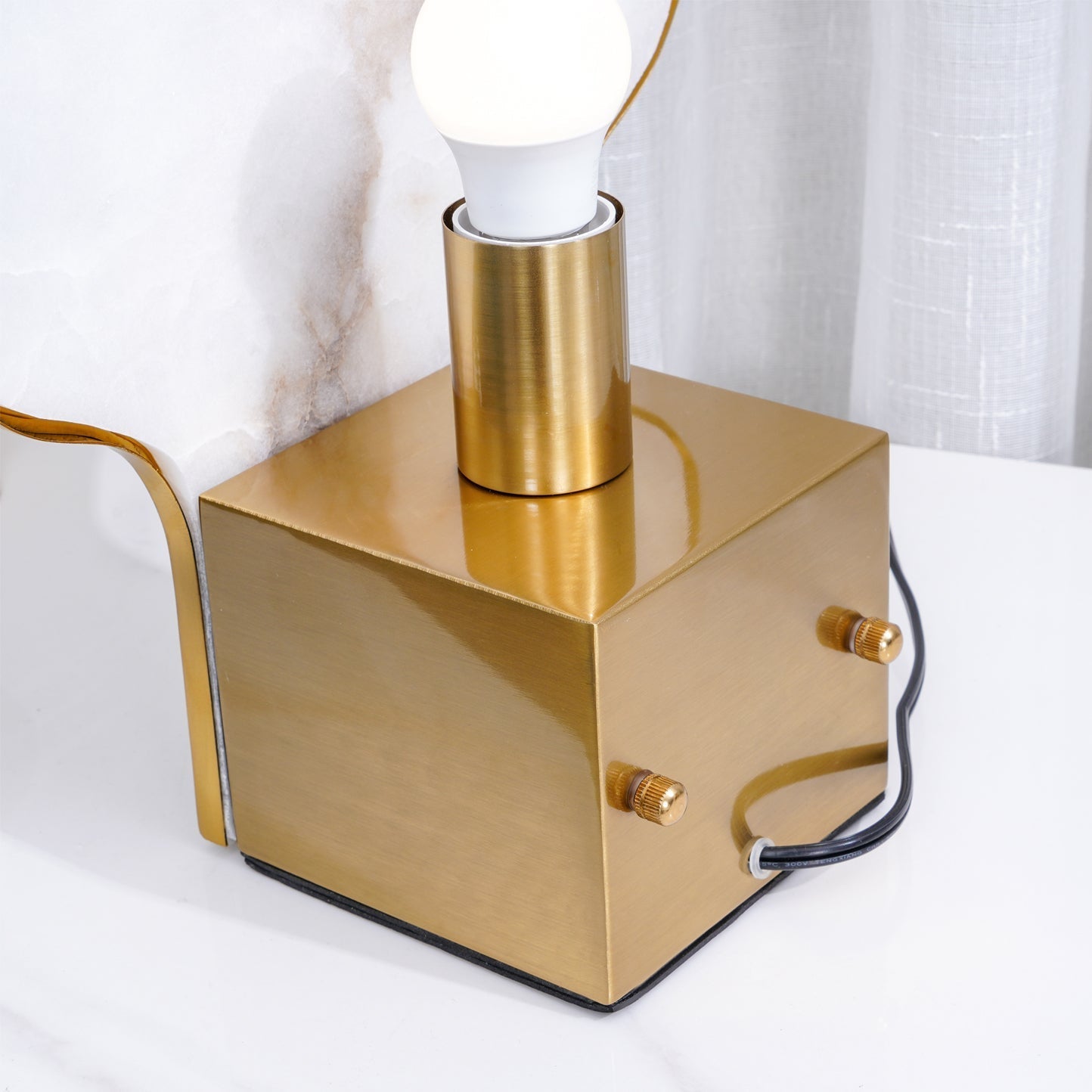 Modern Alabaster And Brass Table Lamp