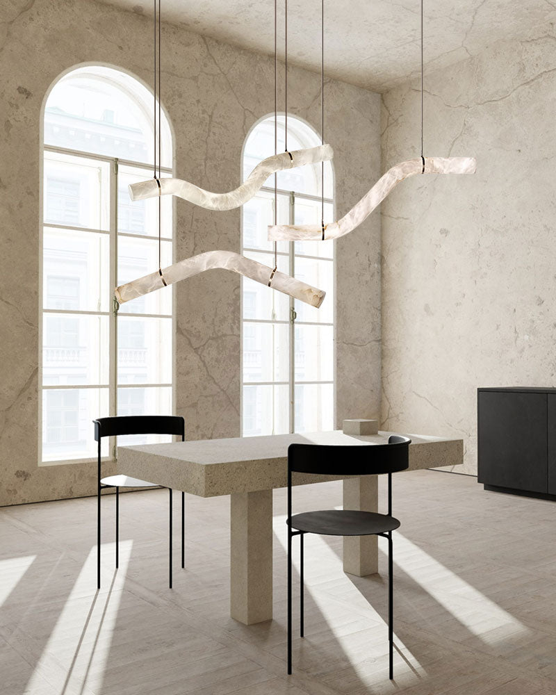 Minimalist Long Cord Ceiling Pendant Alabaster Lighting | 120/150cm Length