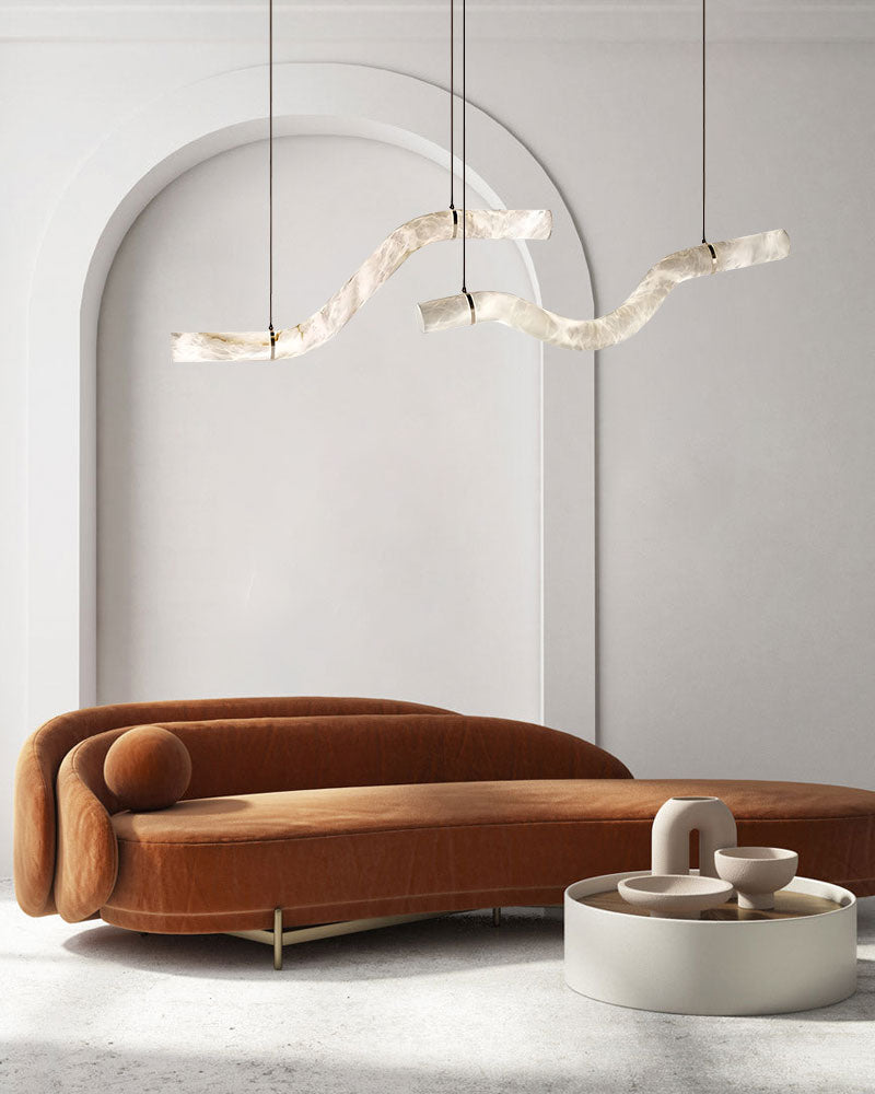 Minimalist Long Cord Ceiling Pendant Alabaster Lighting | 120/150cm Length